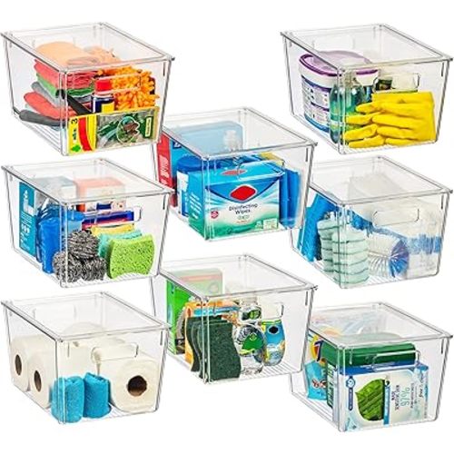 ClearSpace Plastic Storage Bins with Lids X-Large – Perfect Kitchen Organization, Desk Organizer or Pantry Storage – Desktop Organizer, Pantry Organization and Storage Bins, Cabinet Organizers