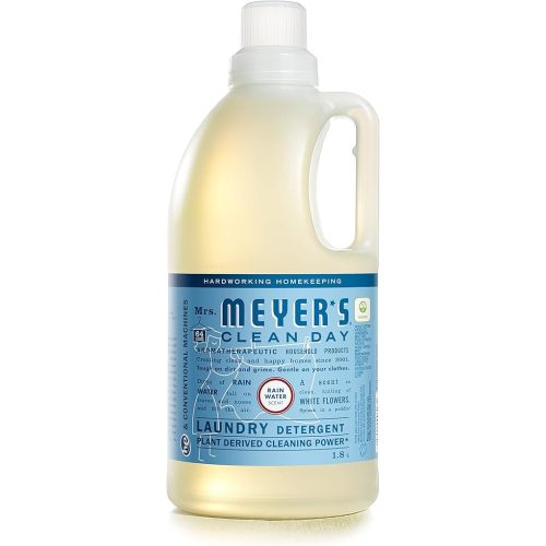 Mrs. Meyer's Clean Day Liquid Laundry Detergent, Cruelty Free and Biodegradable Laundry Soap Infused with Essential Oils, Rain Water Scent, 1800 ml Bottle (64 Loads)