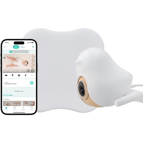 CuboAi 2025 New Model Sleep Safety Bundle, Safety Alerts & Breathing Motion Detection, 2.5K QHD Night Vision WiFi Baby Monitor Camera, 2-Way Audio, Temp & Humidity Sensor, Lullabies, App Control