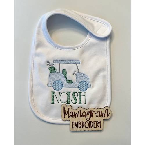 Monogrammed Golf Cart Burp Cloth or Bib