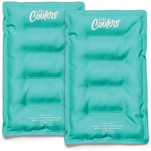 Cool Coolers 2 Pack Soft Ice for Coolers, Large Reusable Lunch Box Ice Pack, Flexible Stretch Nylon, Durable, Cooler Ice Packs for Lunch Boxes, Large Reusable Freezer Packs, by Fit & Fresh, Teal