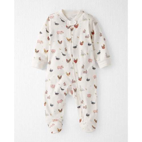 Baby Organic Cotton Sleep & Play Pajamas in Farm Friends Print