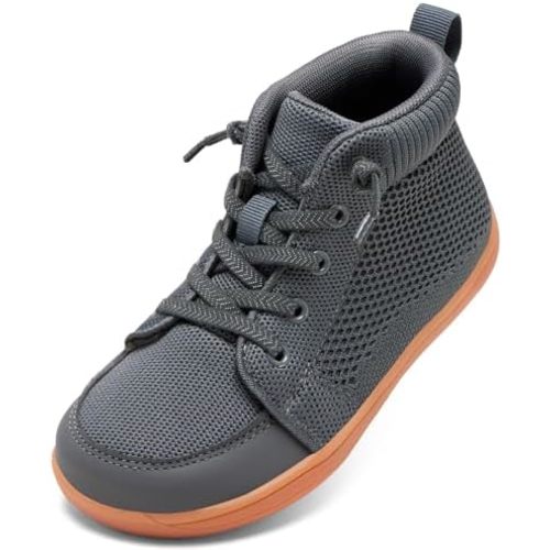 WateLves Toddler Little Kids Wide Barefoot Shoes Girls Boys Lightweight Boots Minimalist High Top Walking Shoes Breathable Comfort-Forward Ankle Support