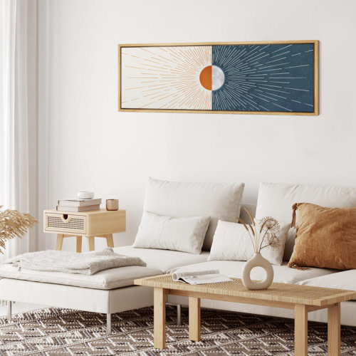 IDEA4WALL Sun and Moon Radiant Dawn Abstract Sunburst Framed On Canvas Print | Wayfair