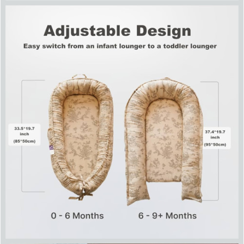 Infant Lounger, Baby Nest Cover for Baby Girls & Boys, Newborn Essentials for Baby 0-12 Months, 100% Cotton Breathable (Poem_Muslin)