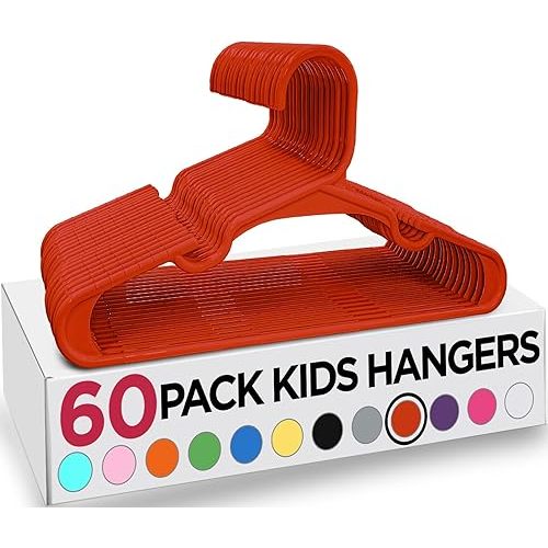 Utopia Home 60 Pack Kids Hangers - 11.5 Inch Plastic Baby Hangers for Closet - Childrens Hanger for Clothes & Infant Hanger for Closet - Ideal for Everyday Standard Use (Red)