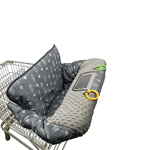 RHYDEER Shopping cart Cover for Babies-high Chair Cover, Dotted Minky Touching, Multi in 1 Design, 360 Full Protection, roll in and go, Universal fit, Grey