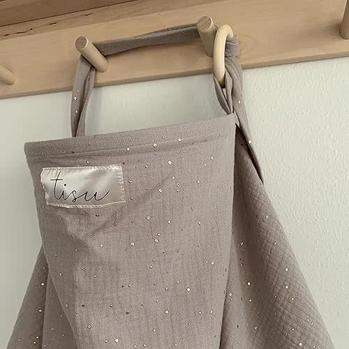 Nursing Cover for Baby Breastfeeding & Pumping | Multi Use Car Seat Stroller Cover | Breathable Soft Muslin Cotton | Breast Feeding Apron & Shawl by TISU (Taupe Beige)