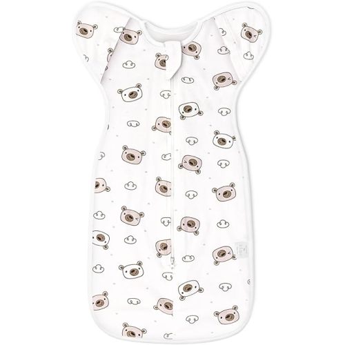 Baby Transitional Swaddle Sleep Sack 3-6 Month - Arms Up Swaddle with Cuff Removable Design, Cute Little Bear Newborn Swaddles with 2-Way Zipper