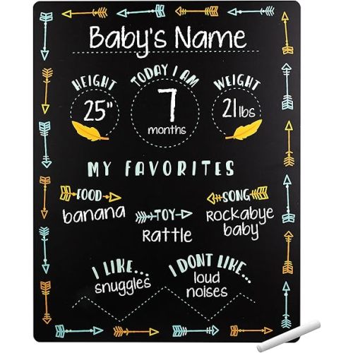 Tiny Idea’s Arrows Baby Milestone Chalkboard, Gender-Neutral Baby Photo Prop, Baby Décor Accessory, Black