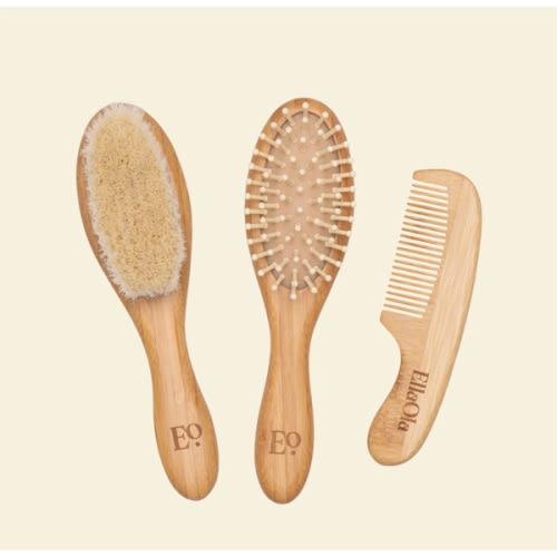 EllaOla 3-Piece Baby Bamboo Brush & Comb Set