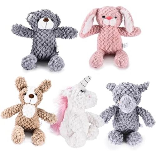 5 Set Animals and Teddy Bears - Plush Toys Bulk - Stuffed Animals for Kids - Baby Shower Small Bear Animal Assortment - Soft Pack of Stuffed Animals for Girls and Boys