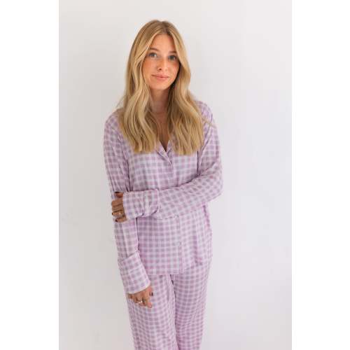Purple Gingham Women's Long Sleeve Set