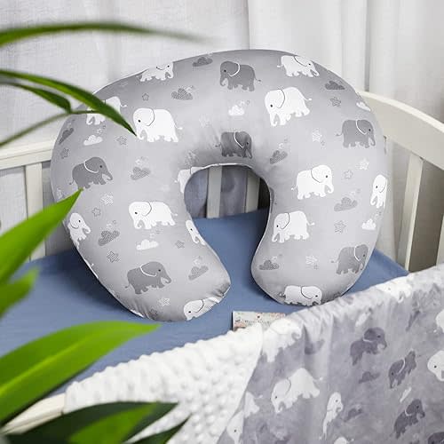 TANOFAR Nursing Pillow Cover, Elephant Breastfeeding Pillow Slipcover for Baby Boys & Girls, Animal Nursing Pillow Case for Newborn, Soft Fabric Fits Snug On Infant, Washable & Breathable