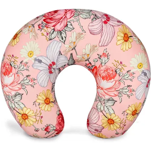 HNHUAMING Pink Floral Nursing Pillow Cover, Stretchy Removable Nursing Covers for Newborn Breastfeeding Pillows, Breastfeeding Pillow Slipcover for Baby Girls and Boy
