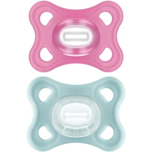 MAM Comfort Pacifiers, Newborn Pacifiers (2 Pack) 3-6 Months, Best Pacifier for Breastfed Babies, Girl Silicone