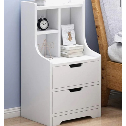 Twilight 2-Drawer Tall Bedside Table with Chest of Drawers and Shelves