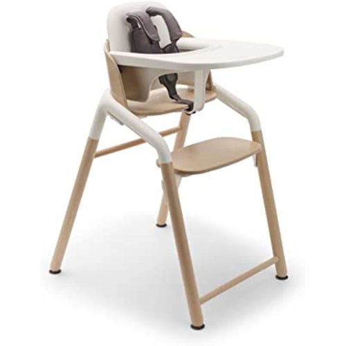 Bugaboo Giraffe Wooden Baby High Chair, Adjustable in 1 Second, Easy to Clean, Safe and Ergonomic Highchair, Suitable from Birth in Combination with Newborn Set (Sold Separately), Neutral Wood/White