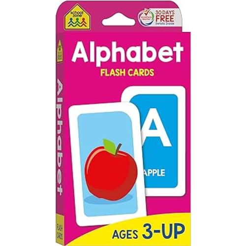 School Zone Alphabet Flash Cards: 56 Cards, Toddler, Preschool, Learn the ABC's, Letters, Phonics, Colorful & Fun Learning, Ages 3+