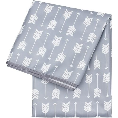 Bumkins Baby Splat Mat for Under High Chair, Babies Toddlers Eating Mess Mat, Waterproof Reusable Cloth for Arts and Crafts, Playtime Mat for Kids, Floors or Tables, Fabric 42inx42in, Gray Arrows