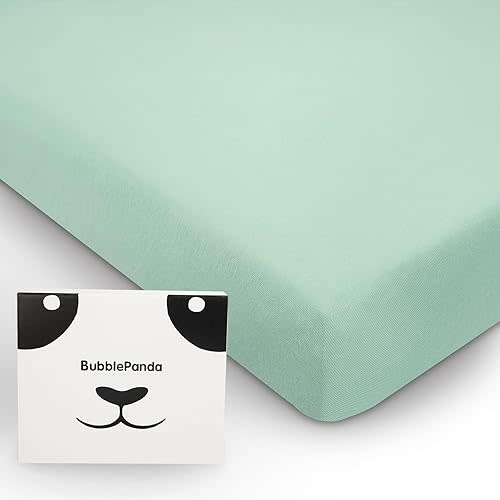 BubblePanda Rayon Made from Bamboo Crib Sheets for Baby Boys Girls Neutral Soft Stretchy Fitted Crib Mattress Sheet Standard 52" x 28" (Green)