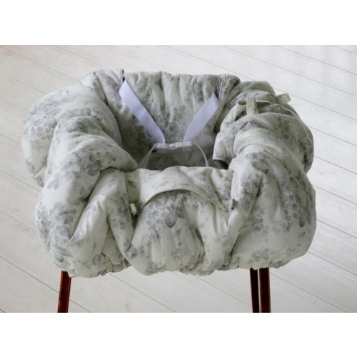Shopping Cart Cover - Restaurant High Chair Cover - Gray Floral - Evening Bouquet Pearl Mist - Gray & Pearl - Gray Minky Dot - Built-In Bag