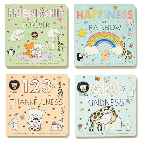 Books of Kindness: ABCs of Kindness; 123s of Thankfulness; Happiness Is a Rainbow; Friendship is Forever