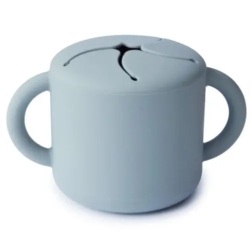 mushie Silicone Snack Cup | Spill Proof Food Container for Toddler and Baby (Powder Blue)