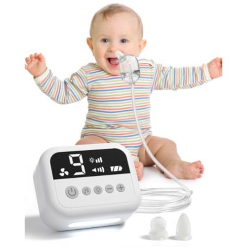 Baby Nasal Aspirator, 9-Level Hospital Grade Suction, Rechargeable, Night Light & Nursery Rhyme,White