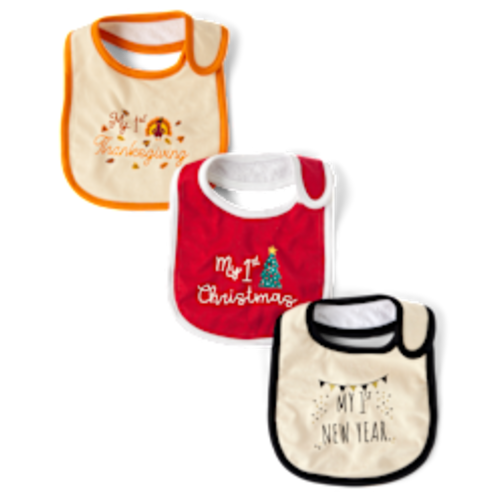 Unisex Baby First Holiday Bib 3-Pack - Multi clr