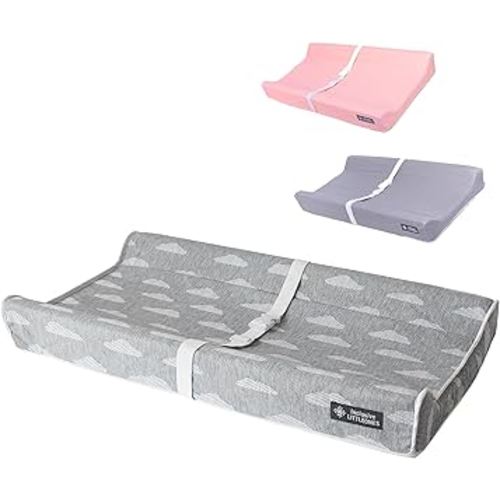 Baby Diaper Changing Pad Soft, Waterproof Changing Pad, Non-Slip Bottom, Safety Straps & Ergonomic Contoured Design - Wipeable Changing Pad Cover Standard Size (31.5"x16") Changing Tables & Dressers