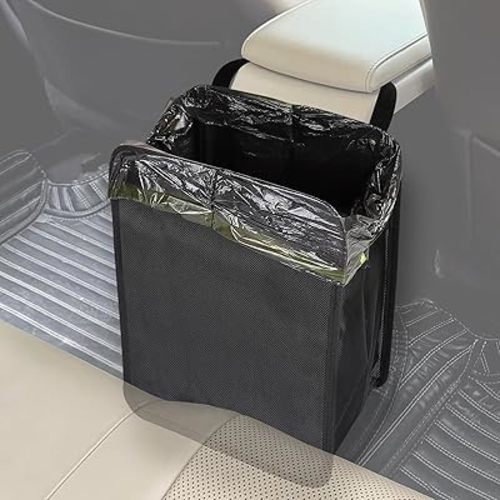 Ginsco 3 Gallons Open-Top Car Trash Can, Large Capacity Hanging Car Trash Bag with Water-proof PEVA Liner, Stand Trash Bag for Cars Foldable Storage Bag for Cars SUV Truck RV