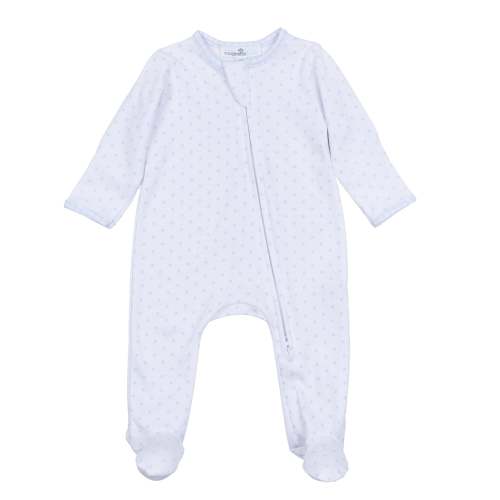 Gingham Dots Zip Footie in Light Blue 6M