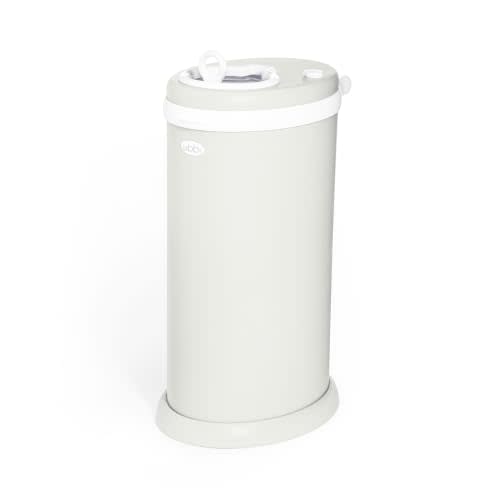 Ubbi Stainless Steel Diaper Pail, No Special Bags, Odor-Locking, Matte Oat | Award-Winning Registry Must-Have, Childproof Safety Lid with Lock, Holds Up To 55 Newborn Diapers, Modern Nursery Essential