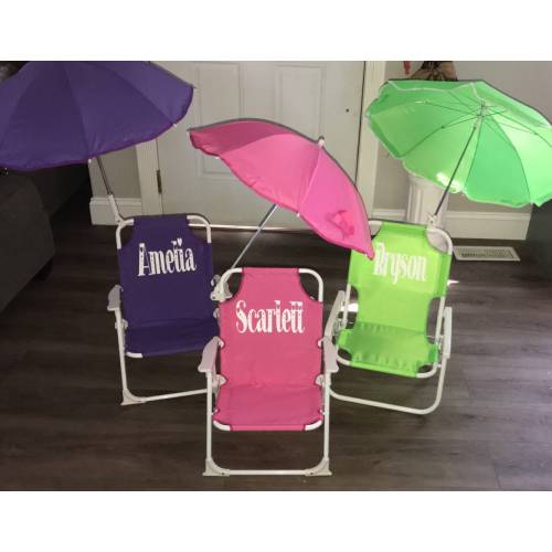 Personalized baby toddler beach chair with umbrella birthday gift