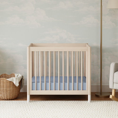 Gelato 4-in-1 Convertible Mini Crib - Washed Natural Finish With White Feet