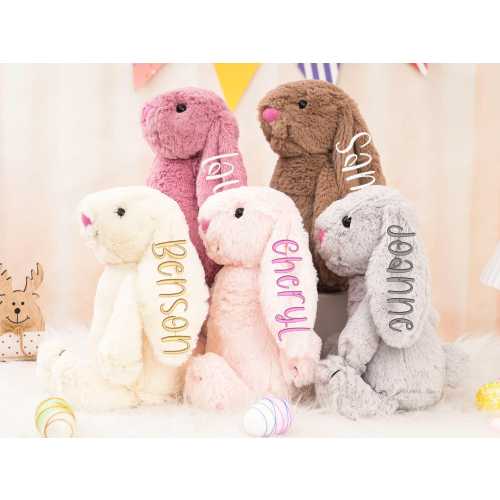 Custom Embroidered Easter Bunny Rabbit,Monogrammed Name Bunny,Newborn Baby Gift,Baby Shower Gift,Stuffed Animal,Plush Bunny Toy,Gift For Kid