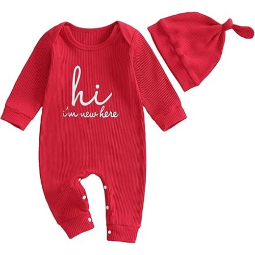 MERSARIPHY Newborn Baby Boy Girl Clothes Hi I'm New Here Coming Home From Hospital Outfits Gender Neutral One Piece Romper