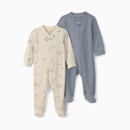 Snug Fit Sleep & Play Pajamas (2 Pack) - Blue/Ivory