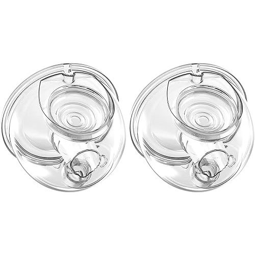Wearable Breast Pump Parts Milk Collector Cup Flange 24mm Compatible with Momcozy/TSRETE S9/S10/S12 Breast Pump Replacement Parts Accessories, 2 Sets, Extra Duckbill Valve&Silicone Diaphragm