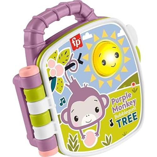 Fisher-Price Baby Toy Purple Monkey Musical Storybook with Lights & Sounds for Infants & Toddlers Ages 6+ Months