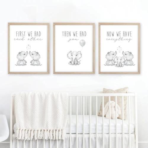 First We Had Each Other, Nursery Prints, Elephant Nursery Wall Decor, Nursery Decor, Elephant Nursery Prints, Gender Neutral Nursery Decor.