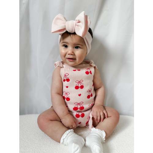 SUMMER CHERRY HEART BOW FRILL ROMPER