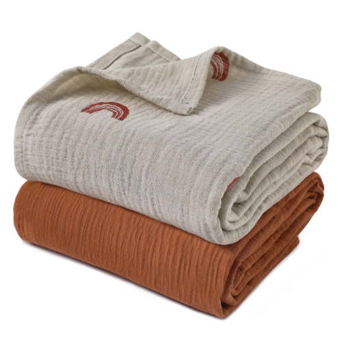 Gllquen Baby Muslin Cotton Swaddle Blankets for Newborn Boys Girls 2-Pack 38'' x 40", Hope