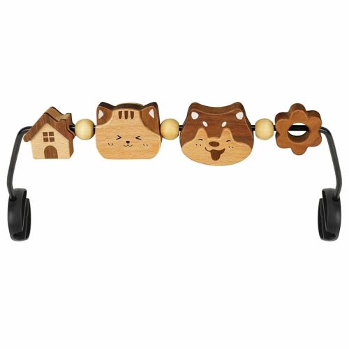 Three-Dimensional Baby Bjorn Bouncer Toy Bar, Toy for Baby Bouncer Soft & Bliss, Easy to Attach and Remove, 360°Rotating Natural Wooden Toys, Double-Sided Raised Design, Dog & Cat