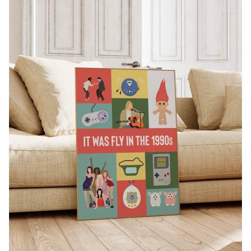 90s Poster - 1990s Art - Fly in the 90s - Bands from the 90s - Pop Art - Pop Culture Print