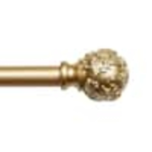 EXCLUSIVE HOME Vine 36 in. - 72 in. Adjustable Length 1 in. Curtain Rod Kit Gold with Finial RD013597DSEHA1 A150