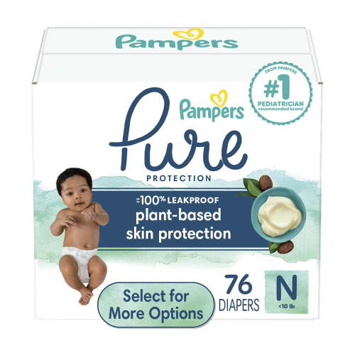 Pampers Pure Baby Diapers Size Newborn, 76 Count (Select for More Options)