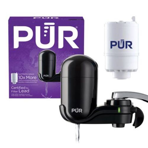 PUR Faucet Vertical Mount Water Filtration System Black: Best Faucet Water Purifier, Easy Installation, Filters Mercury & Lead