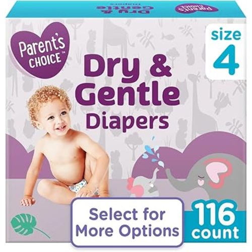 Parent's ~Choice Dry & Gentle Diapers ~ Size (4, 116, Count)